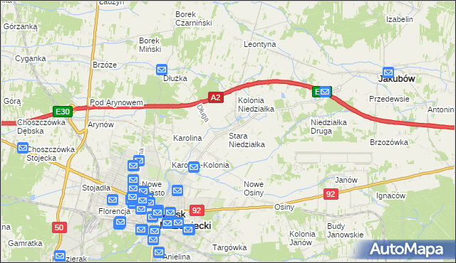 mapa Stara Niedziałka, Stara Niedziałka na mapie Targeo