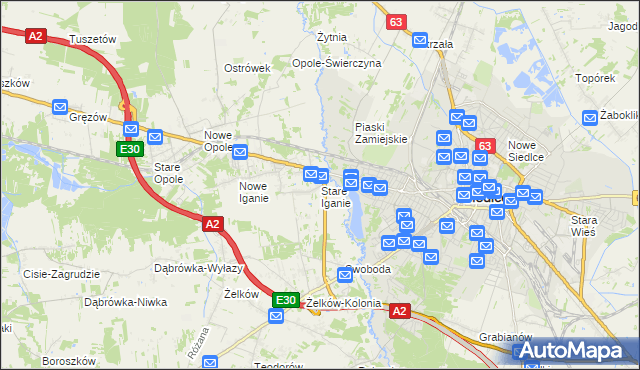 mapa Stare Iganie, Stare Iganie na mapie Targeo