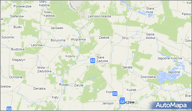 mapa Stare Zadybie, Stare Zadybie na mapie Targeo