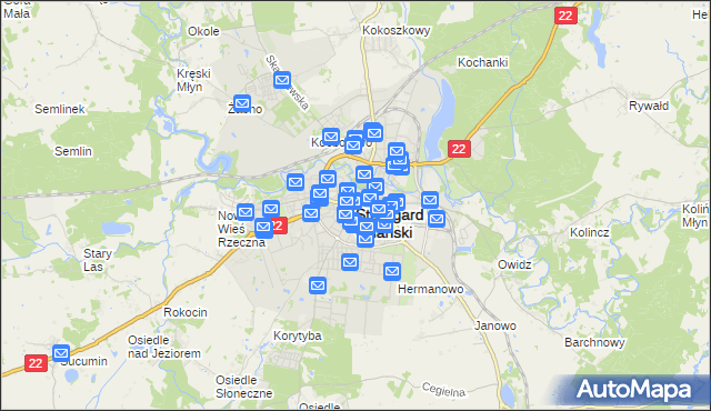 mapa Starogard Gdański, Starogard Gdański na mapie Targeo