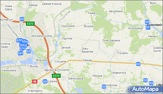 mapa Stary Bazanów, Stary Bazanów na mapie Targeo