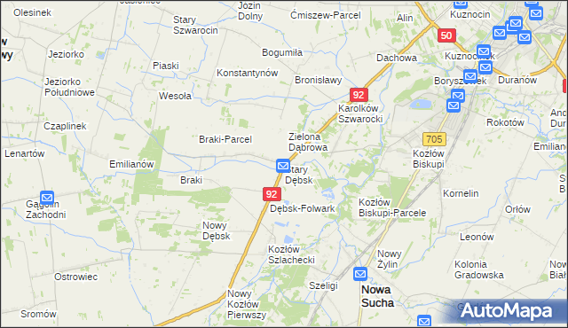 mapa Stary Dębsk, Stary Dębsk na mapie Targeo