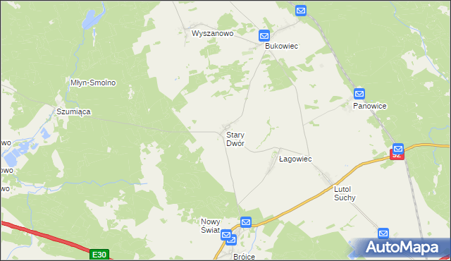 mapa Stary Dwór gmina Trzciel, Stary Dwór gmina Trzciel na mapie Targeo