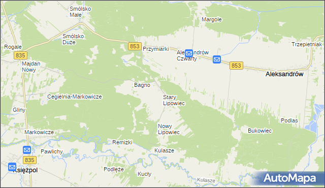 mapa Stary Lipowiec, Stary Lipowiec na mapie Targeo