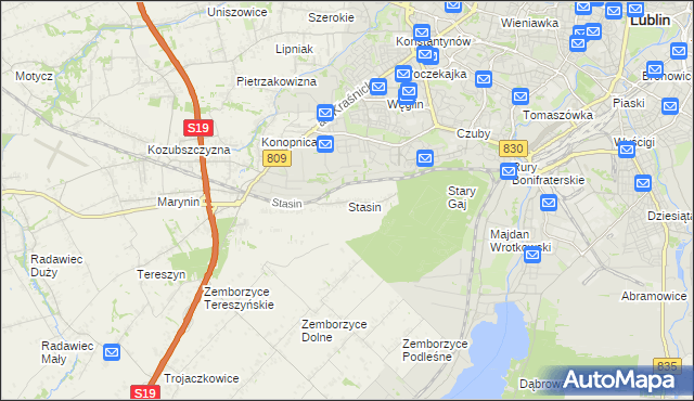 mapa Stasin gmina Konopnica, Stasin gmina Konopnica na mapie Targeo