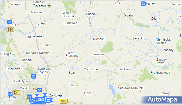 mapa Stawiska gmina Rypin, Stawiska gmina Rypin na mapie Targeo