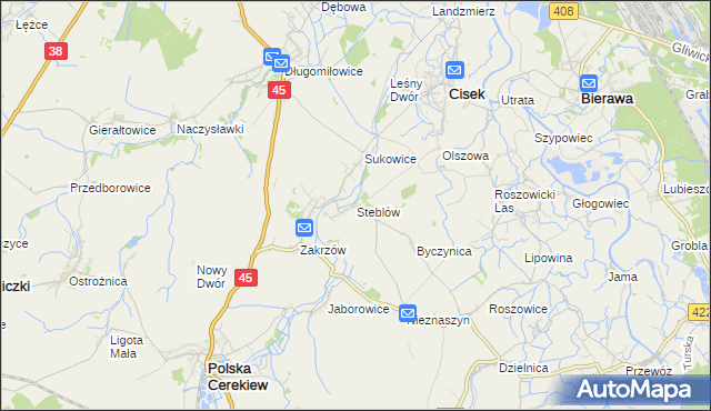 mapa Steblów gmina Cisek, Steblów gmina Cisek na mapie Targeo