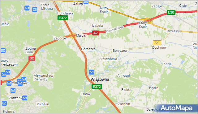 mapa Stefanówka gmina Wiązowna, Stefanówka gmina Wiązowna na mapie Targeo