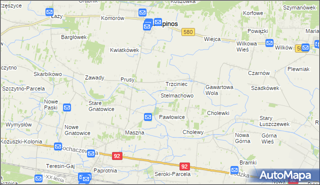 mapa Stelmachowo gmina Leszno, Stelmachowo gmina Leszno na mapie Targeo