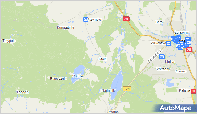 mapa Stoki gmina Chojna, Stoki gmina Chojna na mapie Targeo