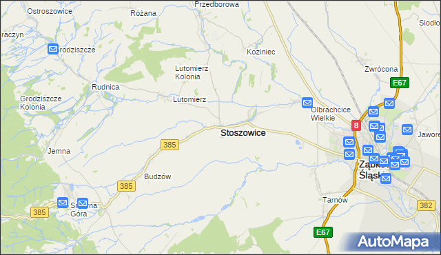 mapa Stoszowice, Stoszowice na mapie Targeo