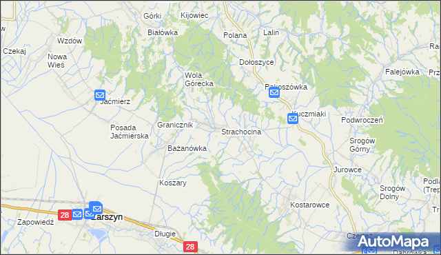 mapa Strachocina, Strachocina na mapie Targeo
