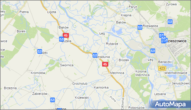 mapa Stradunia, Stradunia na mapie Targeo