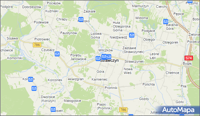 mapa Strawczyn, Strawczyn na mapie Targeo