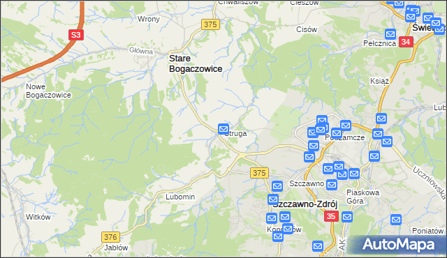 mapa Struga gmina Stare Bogaczowice, Struga gmina Stare Bogaczowice na mapie Targeo