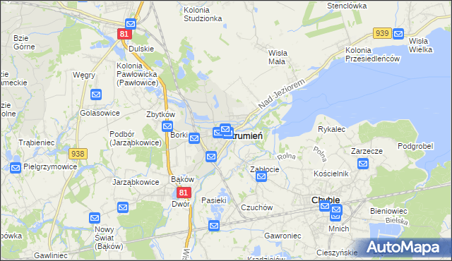 mapa Strumień powiat cieszyński, Strumień powiat cieszyński na mapie Targeo