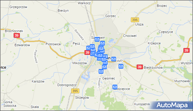 mapa Strzelin, Strzelin na mapie Targeo