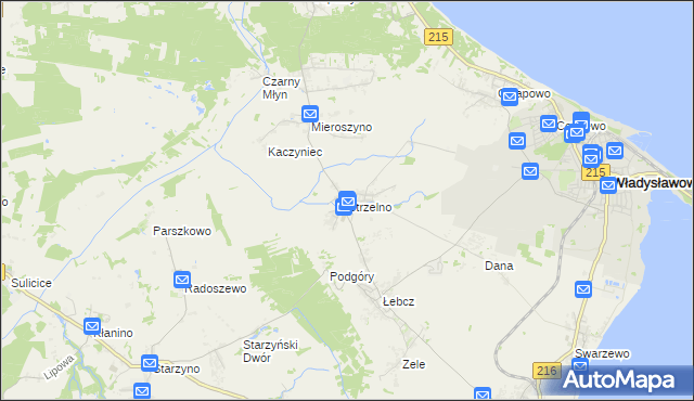 mapa Strzelno gmina Puck, Strzelno gmina Puck na mapie Targeo