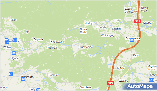 mapa Studzieniec gmina Pysznica, Studzieniec gmina Pysznica na mapie Targeo