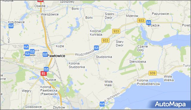 mapa Studzionka gmina Pszczyna, Studzionka gmina Pszczyna na mapie Targeo