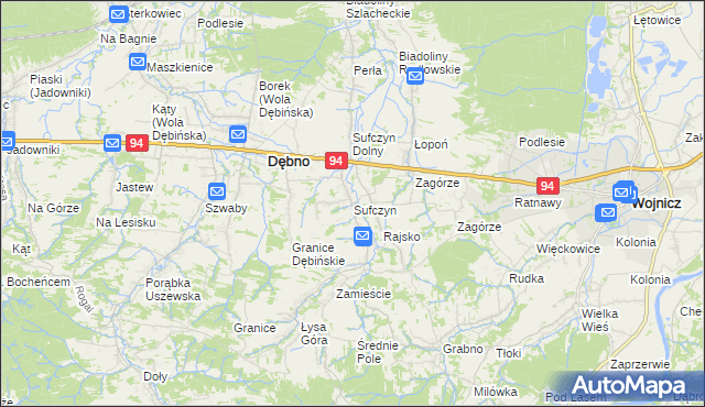 mapa Sufczyn gmina Dębno, Sufczyn gmina Dębno na mapie Targeo