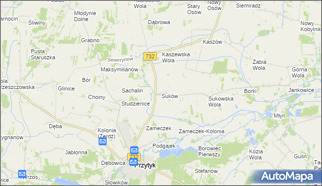 mapa Suków gmina Przytyk, Suków gmina Przytyk na mapie Targeo