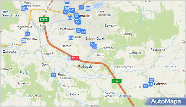 mapa Sulbiny, Sulbiny na mapie Targeo