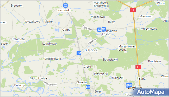 mapa Sulęcinek, Sulęcinek na mapie Targeo