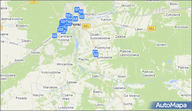 mapa Suskowola, Suskowola na mapie Targeo