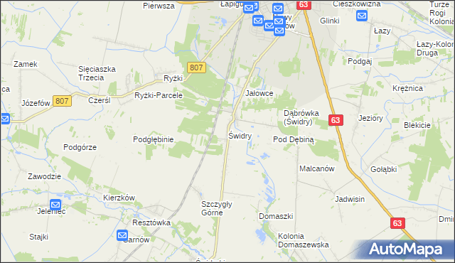 mapa Świdry gmina Łuków, Świdry gmina Łuków na mapie Targeo