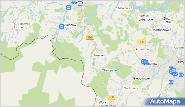 mapa Świecie gmina Leśna, Świecie gmina Leśna na mapie Targeo