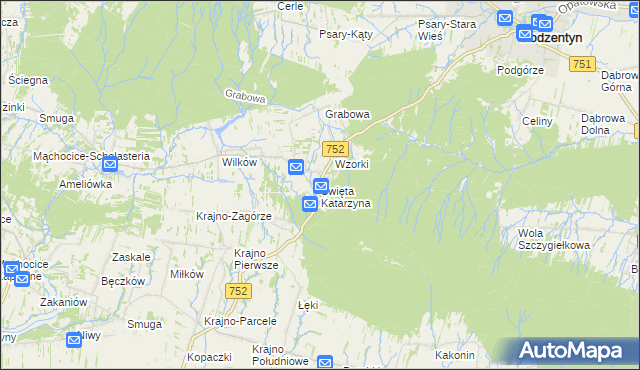 mapa Święta Katarzyna gmina Bodzentyn, Święta Katarzyna gmina Bodzentyn na mapie Targeo