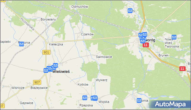 mapa Świniowice, Świniowice na mapie Targeo
