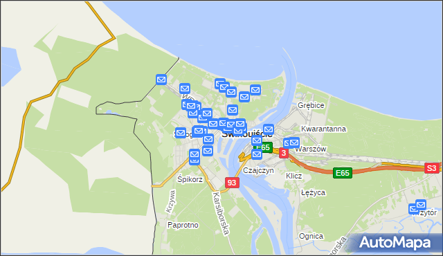 mapa Świnoujście, Świnoujście na mapie Targeo