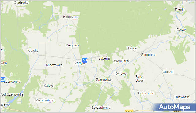 mapa Syberia gmina Lubowidz, Syberia gmina Lubowidz na mapie Targeo