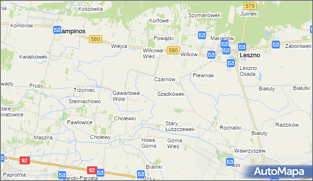 mapa Szadkówek, Szadkówek na mapie Targeo