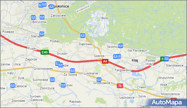 mapa Szarów gmina Kłaj, Szarów gmina Kłaj na mapie Targeo