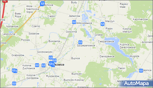 mapa Szczepanowice gmina Gorzkowice, Szczepanowice gmina Gorzkowice na mapie Targeo