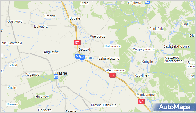mapa Szlasy-Łozino, Szlasy-Łozino na mapie Targeo