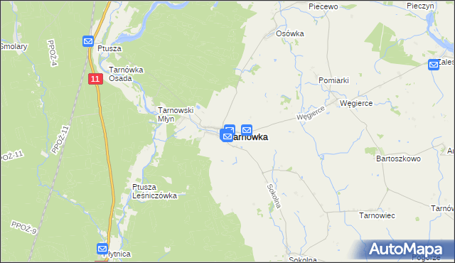mapa Tarnówka powiat złotowski, Tarnówka powiat złotowski na mapie Targeo