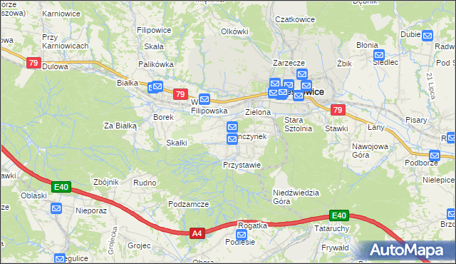 mapa Tenczynek, Tenczynek na mapie Targeo