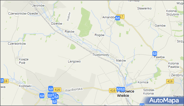 mapa Tłustomosty, Tłustomosty na mapie Targeo