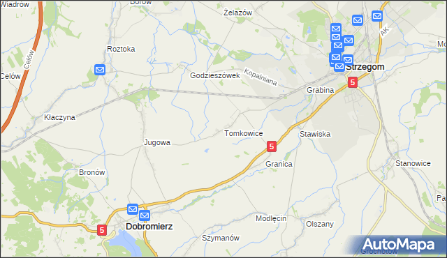 mapa Tomkowice, Tomkowice na mapie Targeo