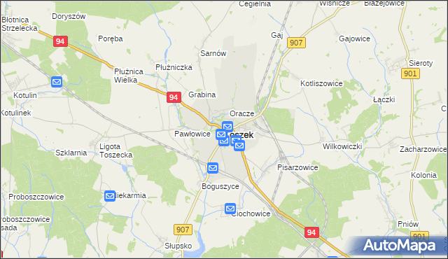 mapa Toszek, Toszek na mapie Targeo