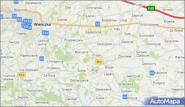 mapa Trąbki gmina Biskupice, Trąbki gmina Biskupice na mapie Targeo