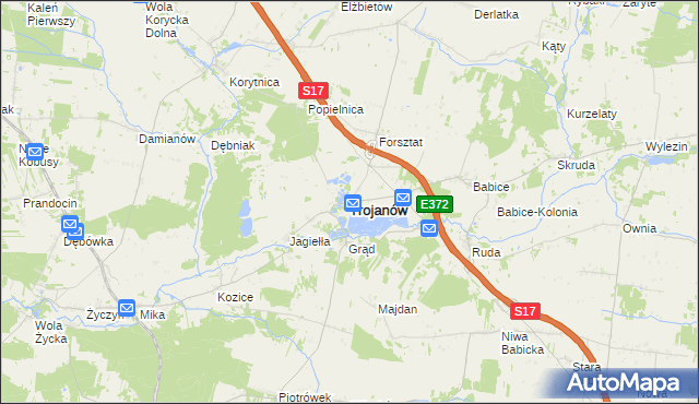mapa Trojanów powiat garwoliński, Trojanów powiat garwoliński na mapie Targeo