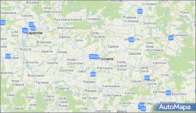 mapa Trzciana powiat bocheński, Trzciana powiat bocheński na mapie Targeo