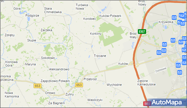 mapa Trzciane, Trzciane na mapie Targeo