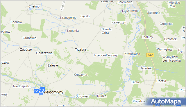 mapa Trzebce-Perzyny, Trzebce-Perzyny na mapie Targeo