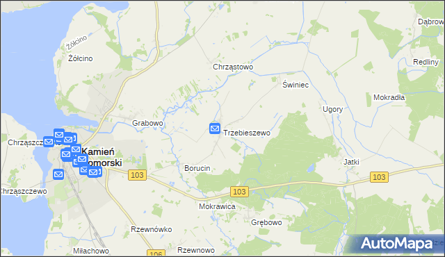 mapa Trzebieszewo, Trzebieszewo na mapie Targeo